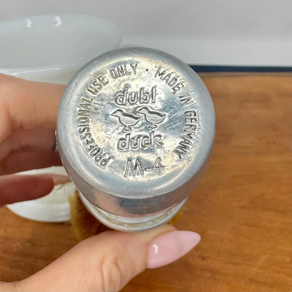 Vintage Avon Milk Glass Train Shaving Mug & Dubl Duck M-4 Aluminum Brush Set